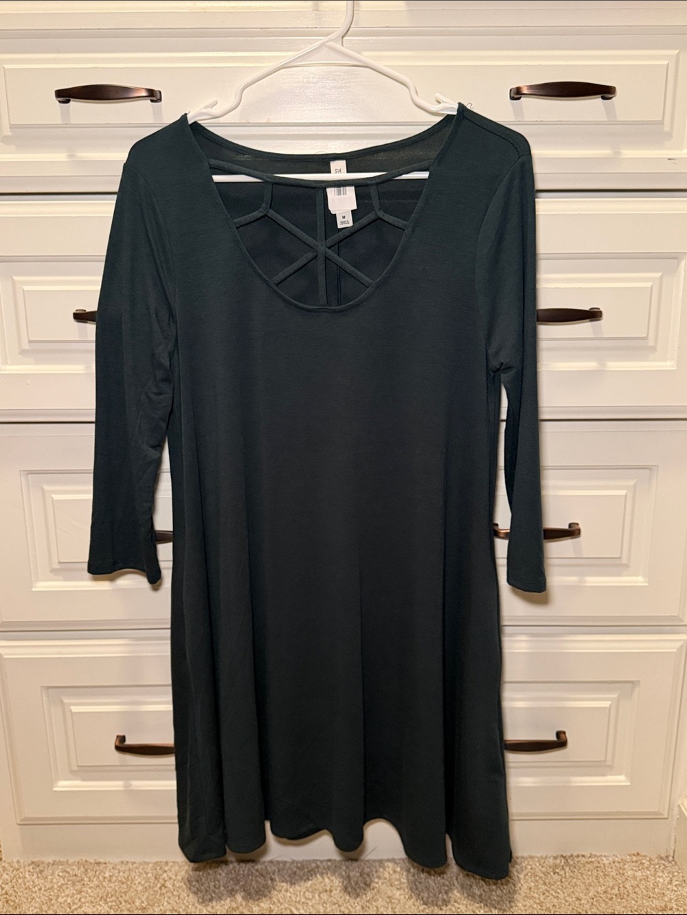 Zenana Outfitters Black Long Sleeve A-Line Dress with Crisscross Back